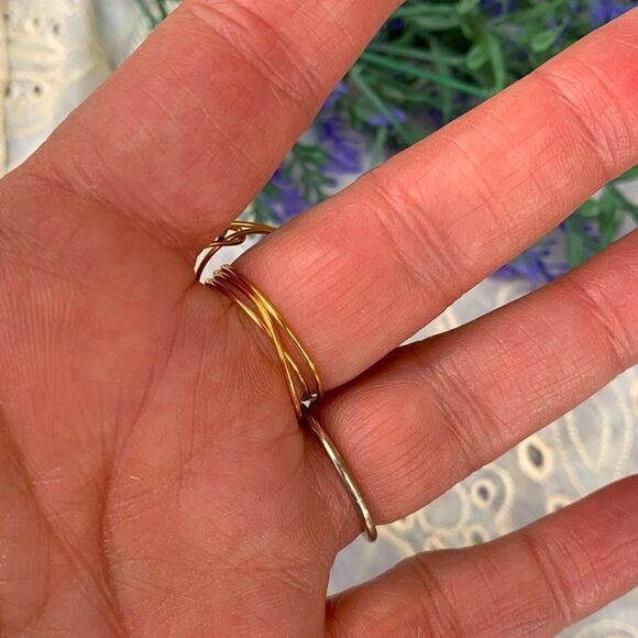 Unique Ocean Jasper In Gold Wire Wrap Artisan Crafted Ring - Picture 5 of 10